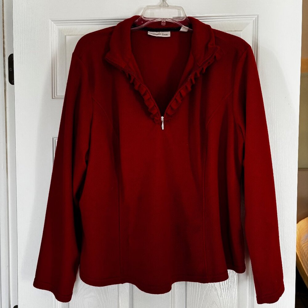 Coldwater Creek Fleece Top Red 2X